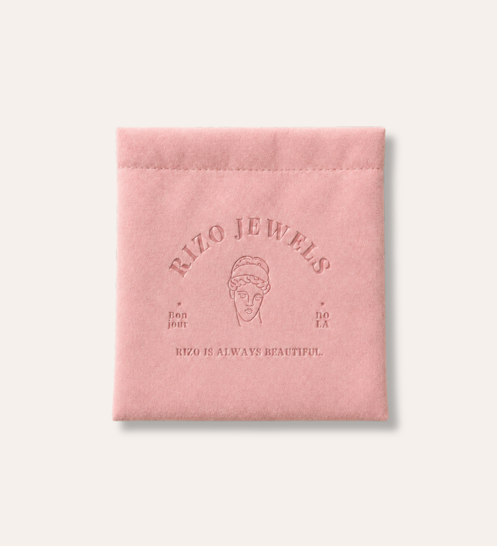Rizo rosa smyckespåse i sammet, 12x12 cm för smycken och berlocker