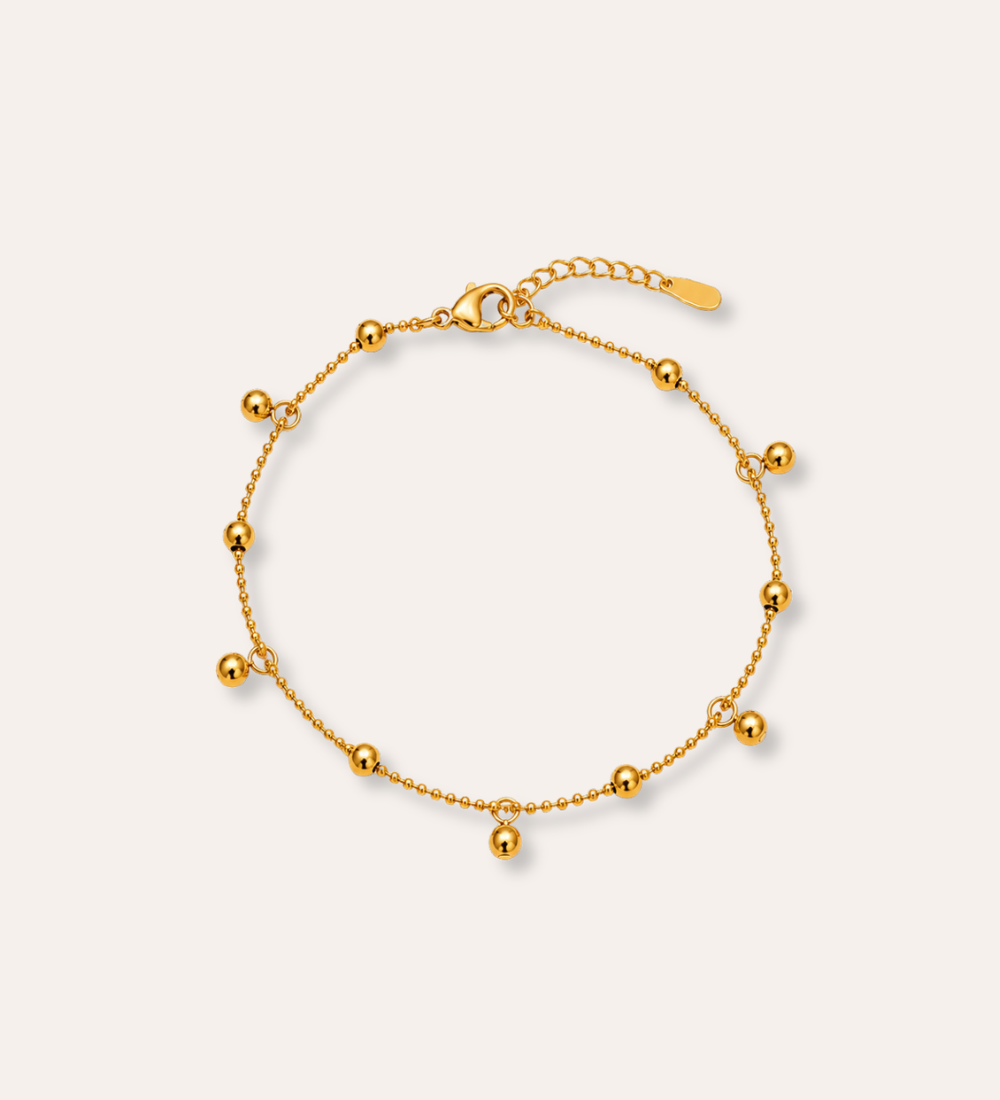 Rizo Dew Drops Bracelet med kulkedja och hängande kulor i guldbeläggning