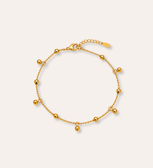 Rizo Dew Drops Bracelet med kulkedja och hängande kulor i guldbeläggning