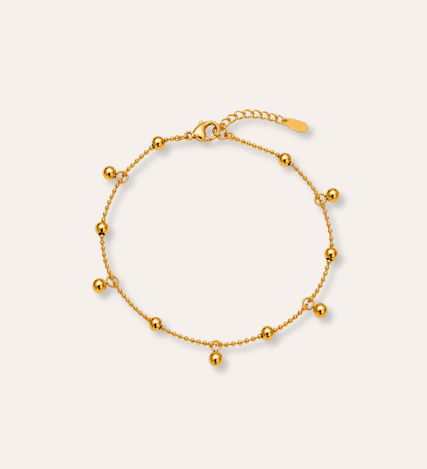 Rizo Dew Drops Bracelet med kulkedja och hängande kulor i guldbeläggning