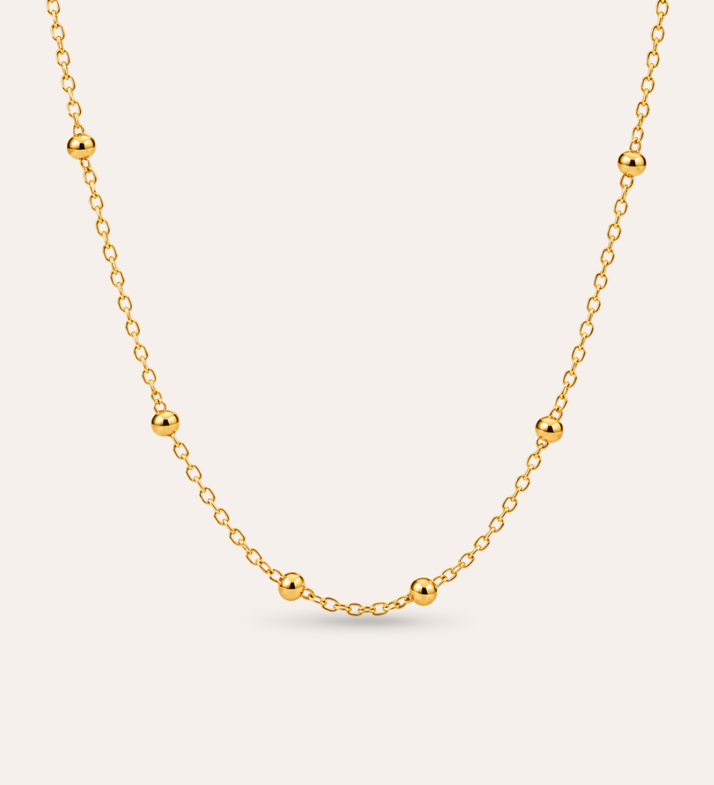 Rizo Dew Drops Necklace med guldbeläggning och små polerade kulor