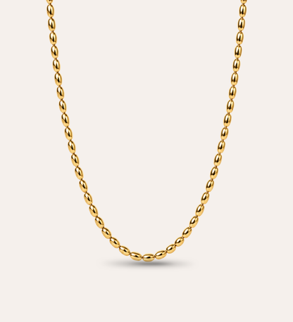 Rizo Lumi Bead Necklace med ovala kulor och guldbeläggning