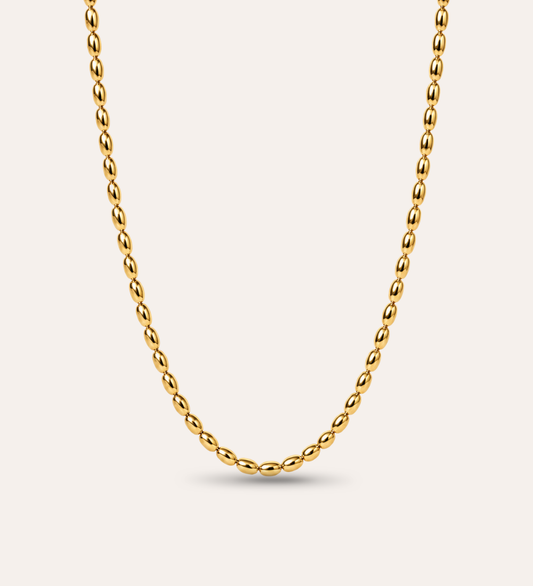 Rizo Lumi Bead Necklace med ovala kulor och guldbeläggning