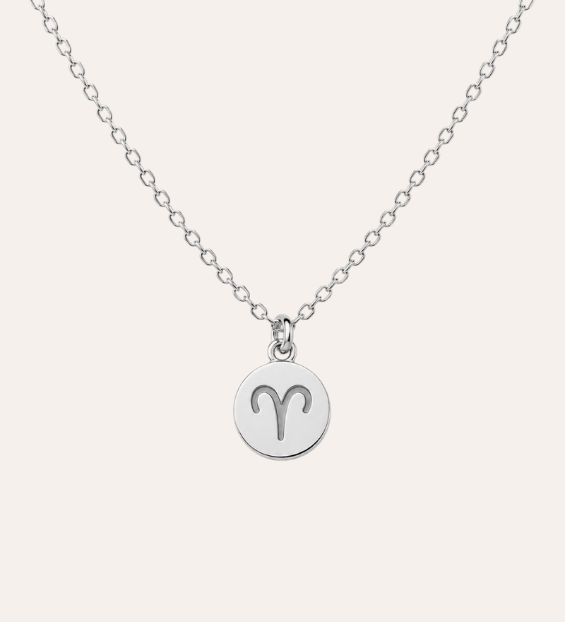 Rizo stjärntecken halsband, silverfärgad berlock graverad med zodiac-tecken