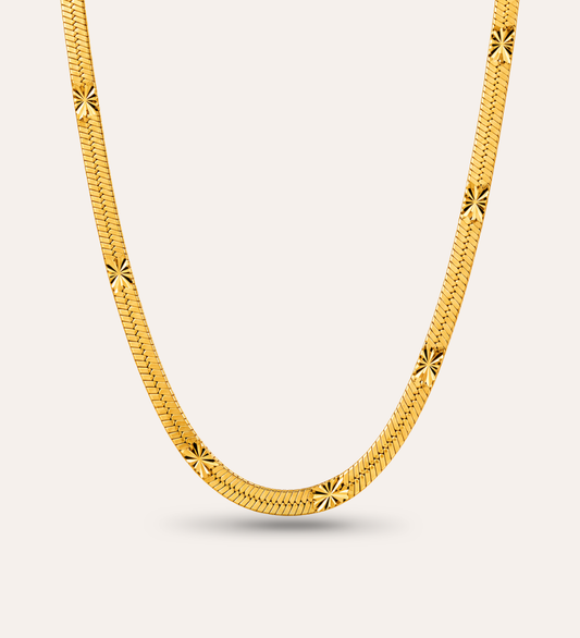 Rizo Vintage Snake Chain halsband med graverade detaljer och guldbeläggning